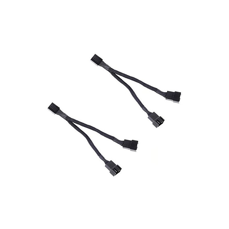 JBtek All Black Sleeved PWM Fan Splitter Cable 1 to
