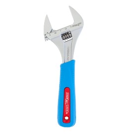 Channellock 10WCB 10-inch CODE BLUE WideAzz Adjustable Wrench | 2-inch Wide Mouth Jaw Capacity | Precise Jaw Design Grips in Tight Spaces | Measurement Scales for Easy Sizing Diameters
