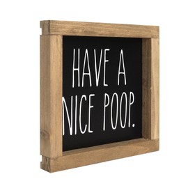 flangairy Have A Nice Poop Sign Funny Bathroom Decor Home Wall Humor Cute Wooden Toilet Sign 6 Inchs Black Rustic Deck Restroom Wall Art Decoration