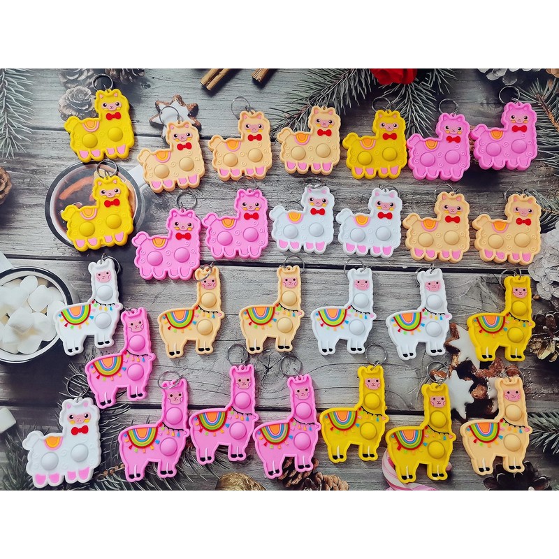 Roaqua 20 Packs Bulk Animal Fidget Mini pop Keychain，Friend Birthday