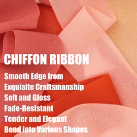 UpUDo 4 Rolls Chiffon Ribbon, 1.5" x 6Yd Mixed Rose Silk Ribbons, Frayed Edges for Wedding Invitations, Bridal Bouquets, DIY Crafts, Gift Wrapping, Holiday Decor