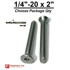 Fasteners Inc. 1/4-20 x 2" Stainless Steel Trailer Flooring Floorboard Screw Torx Star w/ Bits - 10