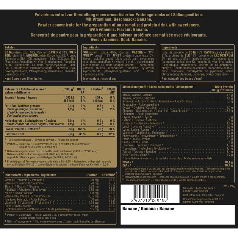 PEAK Protein 85-900 g Banana Flavour I 30 Servings I