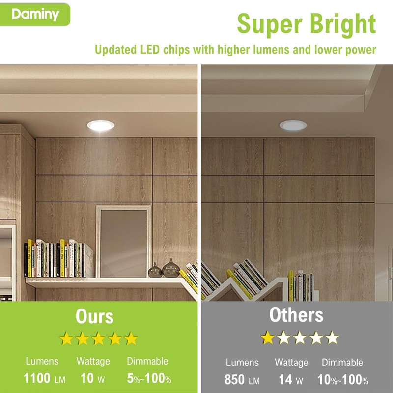 DAMINY 12 Pack 6 Inch LED Recessed Lighting with Junction