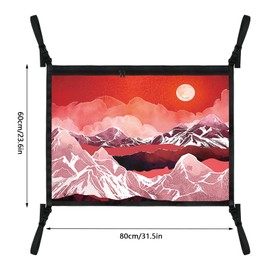 Abstract Mountain Landscape Moon Car Ceiling Cargo Net Large Storage Pocket 31.5"X23.6" Adjustable Roof Double Layer Net Strengthen Loadbearing Storage Organizer for SUV Trip Camping