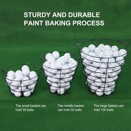 Golf Ball Basket, Large Capacity Lightweight Metal Wire Golf Ball Bucket with Foldable Handle, Rust Proof Golf Ball Storage Bucket Container for Schools, Golf Courses, Country Clubs, Backyard(L)