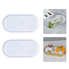 BIGEBO Resin Tray Molds, 2 PCS Oval Coaster Epoxy Resin Rolling Tray Mold for Resin Jewelry Making Mould DIY Jewelry Tray Dishes for Office Home Decoration Supplies