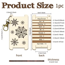 arricraft 1 Pc Knitting Needle Gauge Multifunctional Wood Spinning Control Card, Different Snowflake Patterns WPI Guide Gauge Rulers for Spinners Yarn Measuring Tools Crochet Accessories