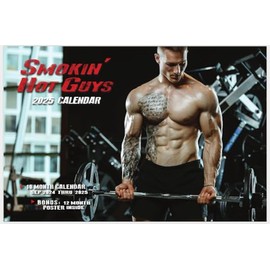 KMA Est. 2005 Smokin' Hot Guys 2025 Deluxe Wall Calendar with Free Poster, Black/red