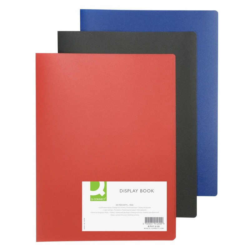 Display Book Q-CONNECT PP A4 380 Micron 20 Pockets Blue/Document