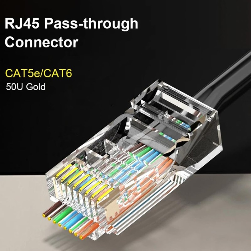 20X RJ45 Pass Through CAT6 Connector Modular Plug CAT5e CAT5