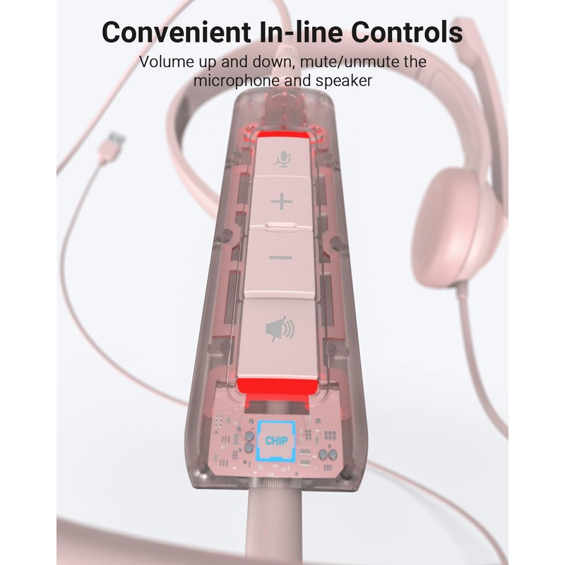NUBWO HW02 USB Headset with Microphone Noise Cancelling &in-line Control,