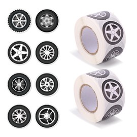 1000pcs/2 Rolls Racing Tire Stickers, 1.5in Cool Sport Race Car Wheel Stickers Tire Pattern Decal Party Favors for Laptops Water Bottles Helmets Skateboards Phone Cases Decor