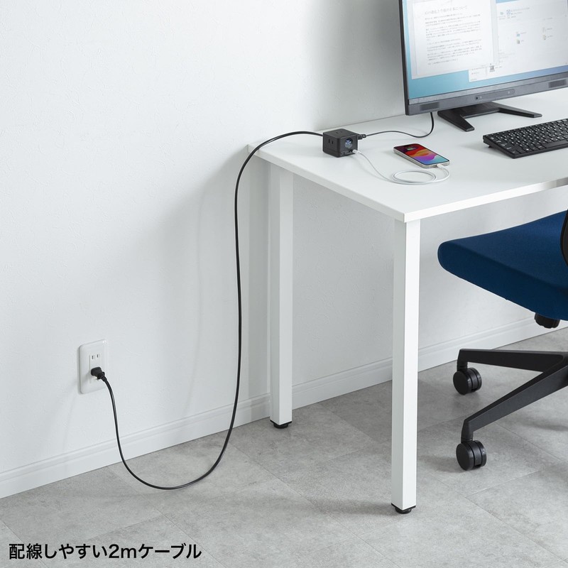 Sanwa Supply TAP-B111C3BK GaN PD67W Tap with USB Rapid Charging