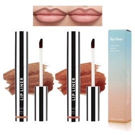 Peel Off Lip Liner, 2Pcs Matte Brown Lip Tattoo Peel Off, Abziehbarer Lipliner Wasserfest & Langanhaltender, Lippenfleck Highly Pigmented, Lip Tint Für Pralle Lippen, Peel Off Lippenstift für Frauen
