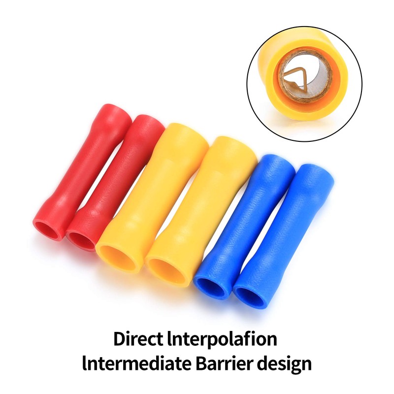 120 Pcs Insulated Straight Wire Terminal Connectors, Butt Splice Connectors,