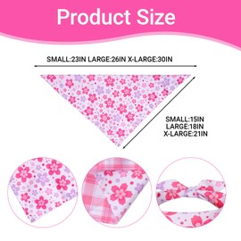 hoyuwak 2PCS Spring Dog Bandanas Purple Pink Floral Print Pet Scarfs Reversible Soft Cute Square Bandanas for Girl Puppy Cat