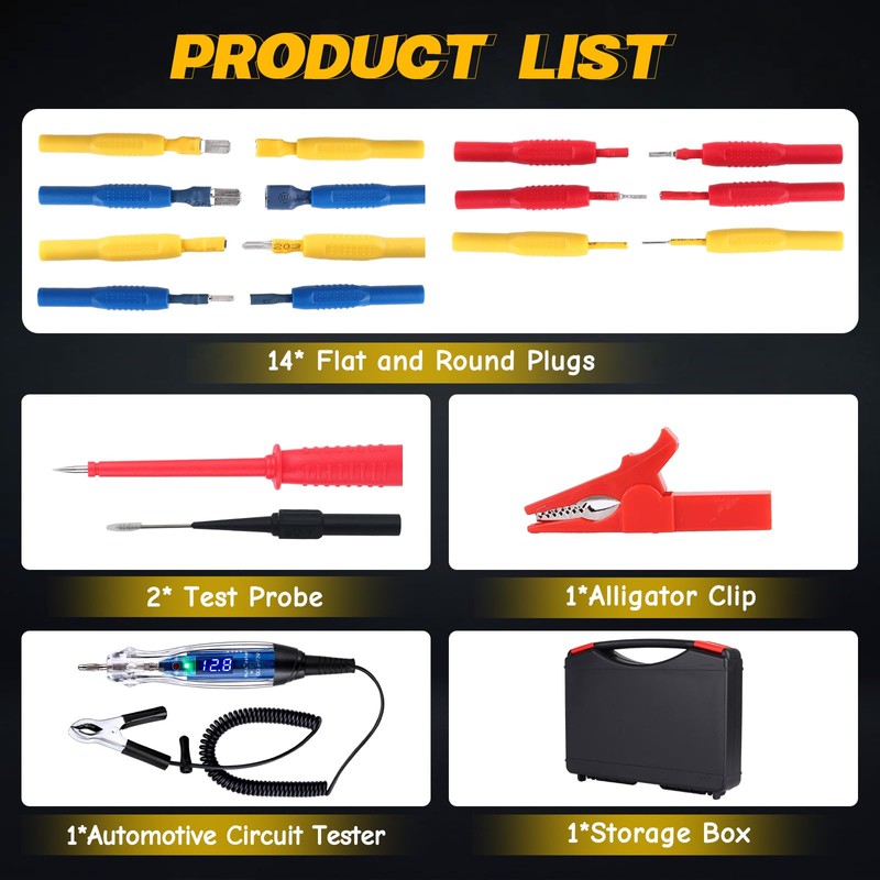 Test Light Probe Kit, 3-72V DC LED Digital Automotive Circuit
