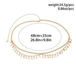 Cubahop Tassel Layered Star Butterfly Crystal Sequins Waist Belly Chain Gold Shell Rhinestones Body Chain Jewelry Accessories for Women and Girls (Sequins)