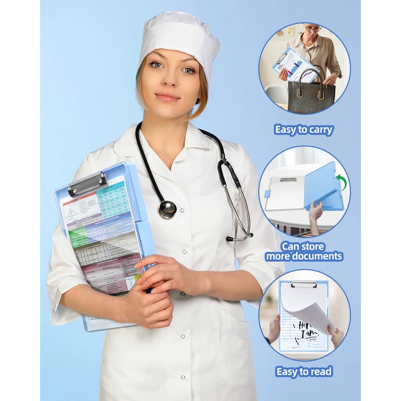 Clearview Clipboard with 2 Storage, Dry Erase 8.5x11 Heavy Duty