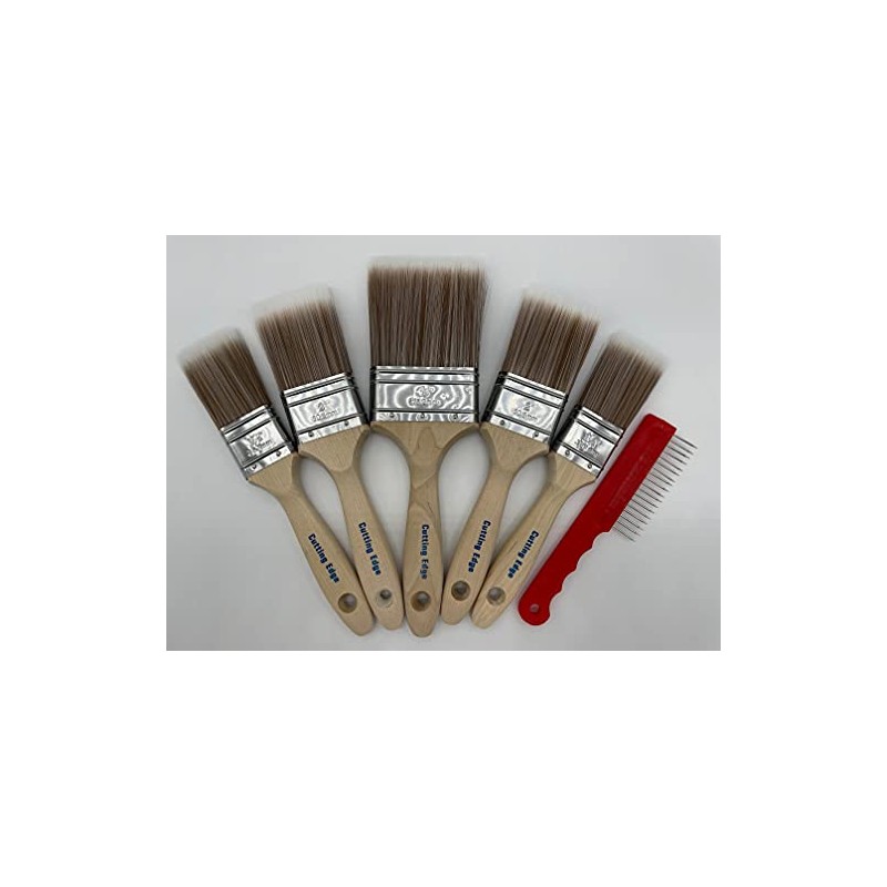 Cutting Edge Premium Synthetic Paint Brush Sets - 5-Brush or