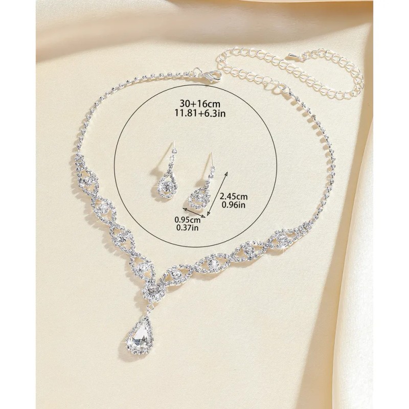 Aokun Kit Boda Sets De Joyeria Cristal Deco Mujer Collararete
