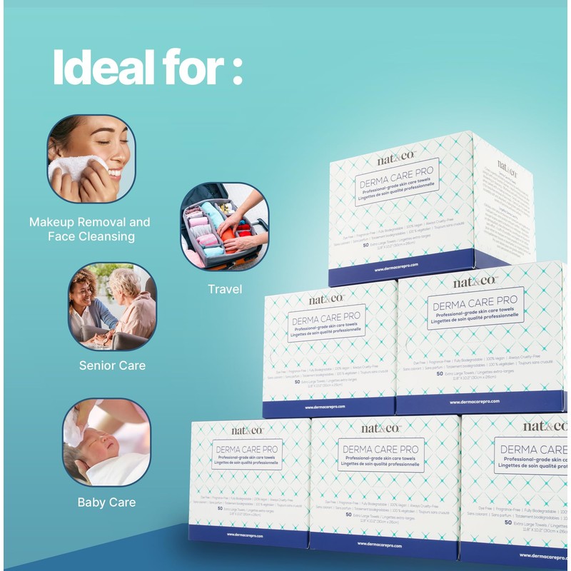 Nat.&Co. Derma Care Pro Professional Grade Extra Large Face Towels