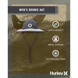Hurley Men's Boonie Hat - Moisture Wicking Quick Dry Wide Brim Sun Hat for Outdoor, Fishing and Hiking (S-XL), Size Small-Medium, Black