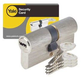Yale YC1000 + 35 x 35 mm Foldable locking cylinder for outdoor / entrance door, 6 pins, 4 keys, nickel-plated