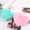 FORUBUS Heart Shaped Leopard Pom Pom Ball Keychain - Fun