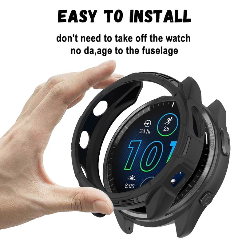 Niboow Case for Garmin Forerunner 965, with Screen Protector, Flexible