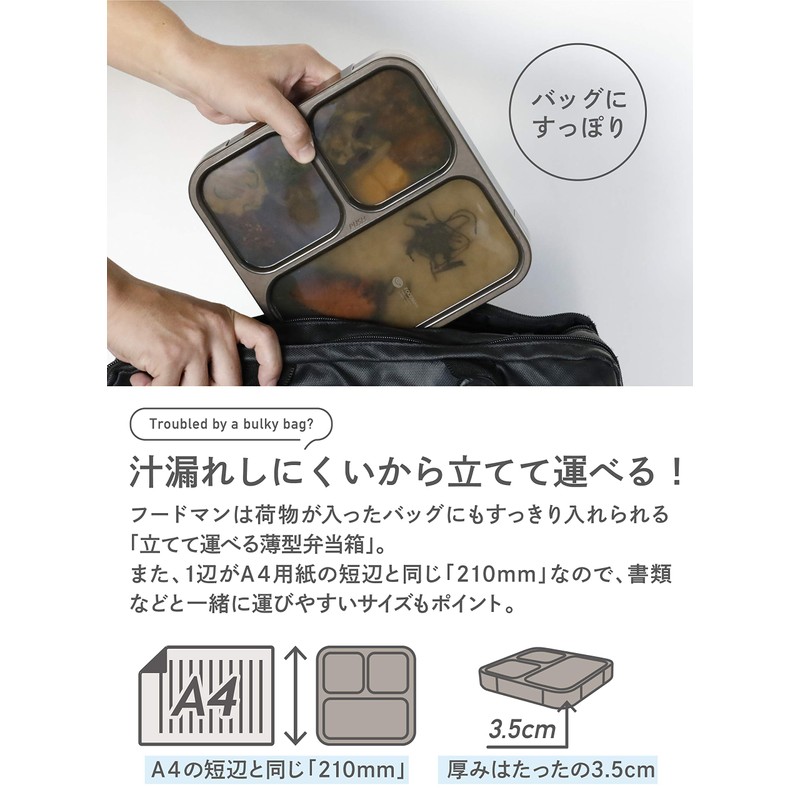 Foodman DSK Bento Box, Standing and Transporting, Thin Bento Box,