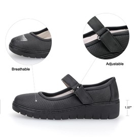 VJH confort Women s Loafer Shoes, Breathable Comfort Round Toe Low Heel Slip-on Light Weight Flats(Black,9)