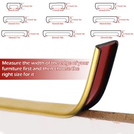 EVERDIJ U-Shape Edge Banding, 16.4FT Veneer Edge Banding, PVC Self Adhesiv Furniture Corner Edge Strip Countertop Table Cabinets Chairs Shelves Restoration, 25MM, Gold