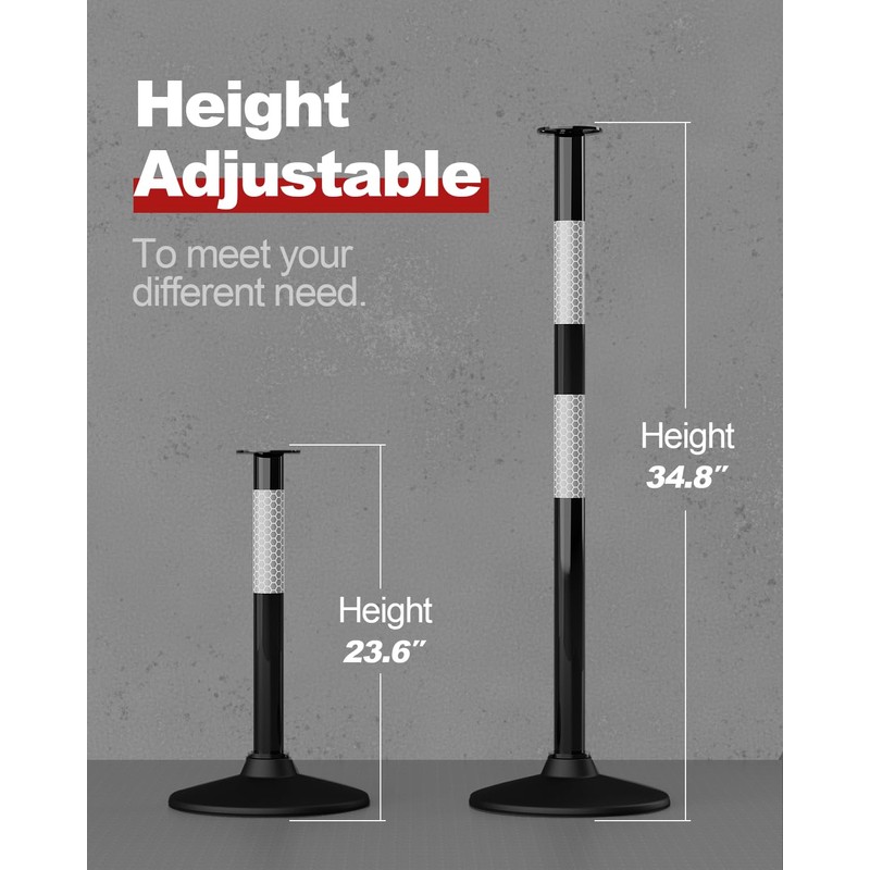 RoadHero 3 Pack Traffic Delineator Post with Weighted Rubber Base,