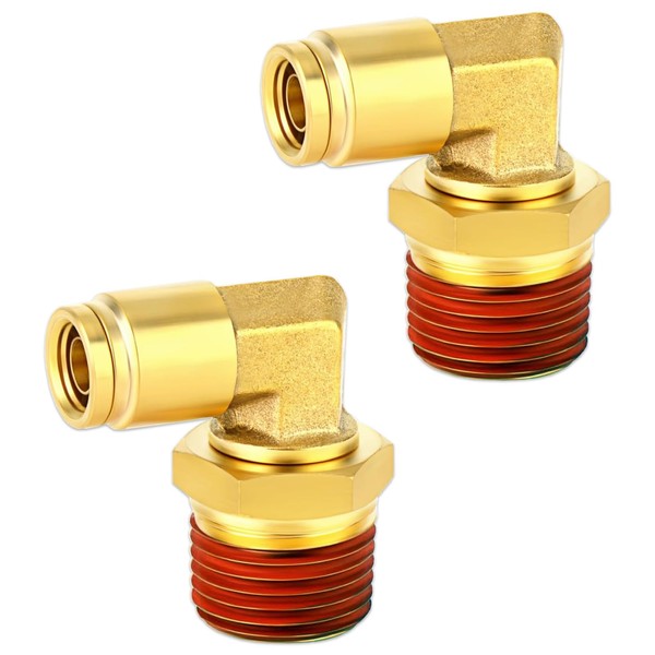 ZYINING 2PCS Brass Air Fittings Elbow, 1/4" Tube OD x