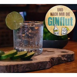 schilderkreis24 Funny Gin Tonic Saying "And nach Mir die Ginflut" Magnet Decorative Fridge Magnet Bar Kitchen Pub Counter Gift Idea Cocktail Long Drink Spirits Drinker 8 x 8 cm