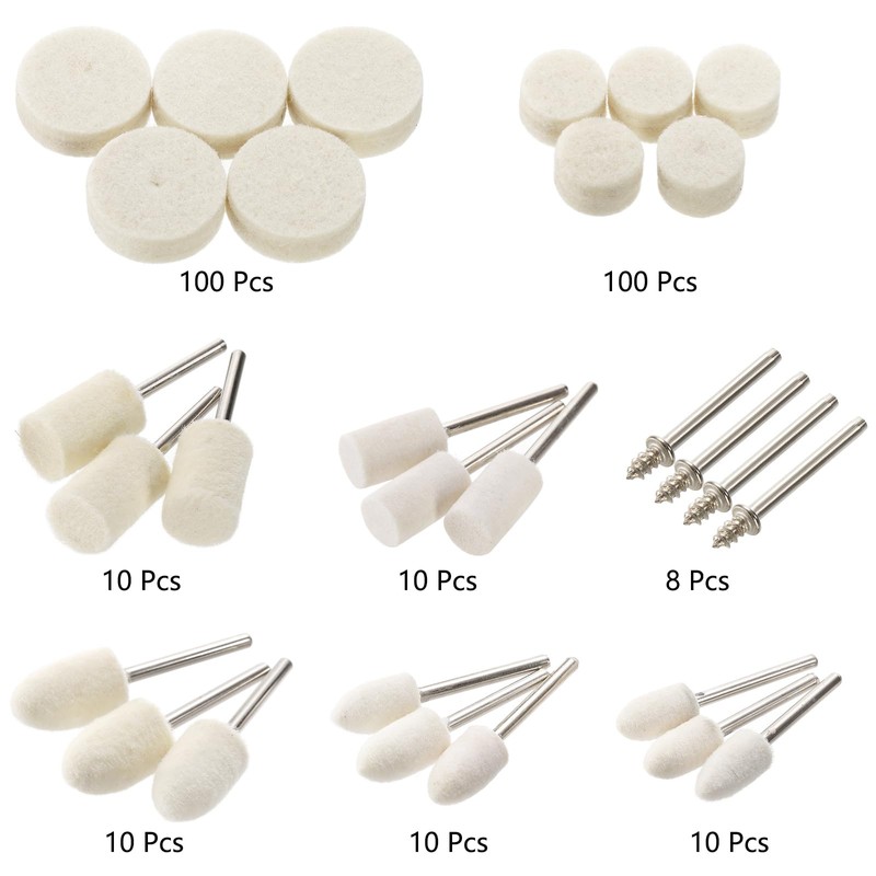 Hedume Set of 258 Felt Polishing Buffing Wheel, Wool Felt
