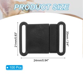 PATIKIL Safety Breakaway Bra Buckle 25 mm/1 Inch, 100 Pack Plastic Quick Release Breakaway Buckles for Bra Cat Dog Collar Harness Strap Parts Accessories, Black