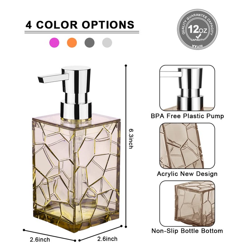 2 Pack Soap Dispenser 12Oz Acrylic Liquid Lotion Hand Dispensers