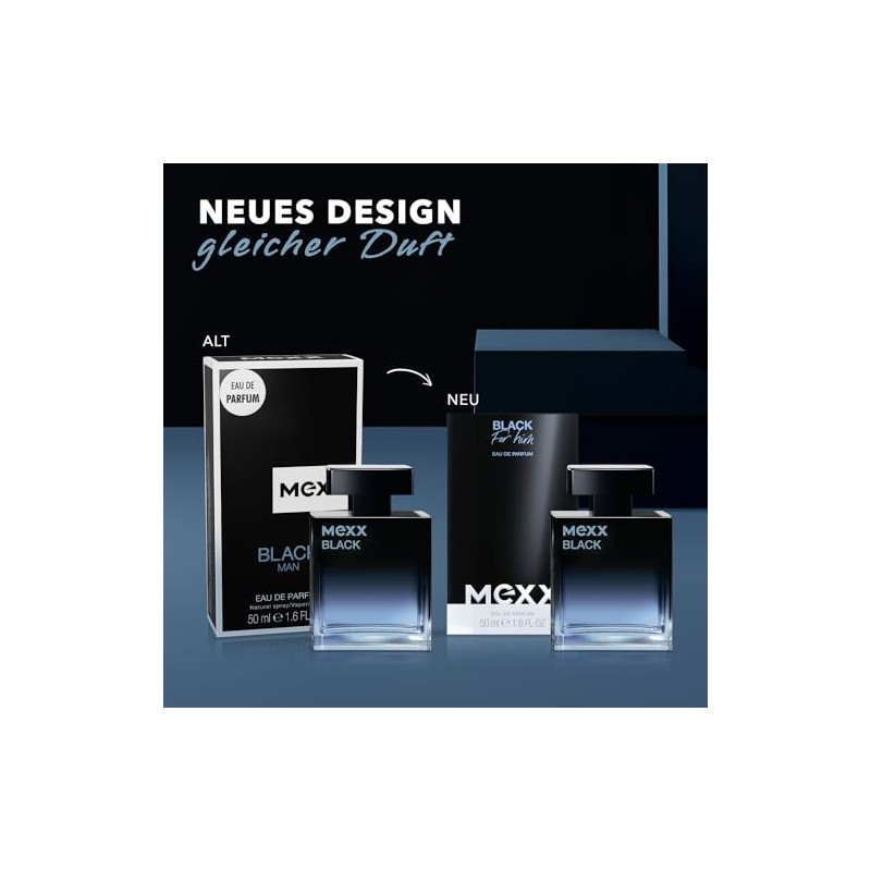 MEXX BLACK Man Eau de Parfume, verführerisch-intensiver Duft mit aquatisch-holzigen