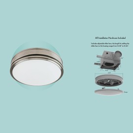 Good Housekeeping Broadway (91037) Decorative 110 CFM 2.0 Sones Bathroom Ventilation Exhaust Fan with Lighting (LED Bulbs Included) (Brushed Nickel)