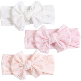 WeddHuis Pack of 3 Cute Nylon Hair Bands for Girls, Elastic Soft Headwear, Bowknot, Children Toddler Headbands, Baby
