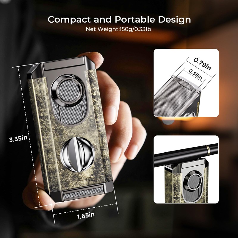 Triple Torch Lighter with Cutter, Built-in Holder, Ideal Gifts for