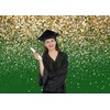 LYCGS 8x6ft Green and Gold Backdrop Birthday Gold Spots Bokeh