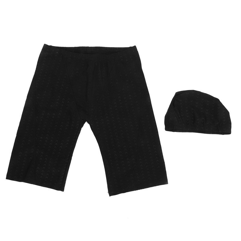 Men Swim Shorts and Cap Waterproof Adjustable Waist Strap Quick