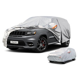 Kayme 6 Layers SUV Car Cover Waterproof All Weather for Automobiles, Outdoor Full Size Cover Rain Sun UV Protection with Zipper Cotton, Universal Fit for SUV Jeep (191-200 inch)