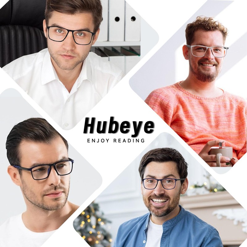 Hubeye 5 Pairs TR90 Sports Reading Glasses for Men and