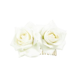 Ever Fairy Rose Flower Hair Clip Slide Flamenco Dancer Pin Flower Brooch Lady Hair Styling Clip Hair Accessories (White)
