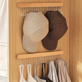 FairyHaus Belt Hanger with Slider 2Pack, Easy Access Wooden Belt Organizer for 24 Tie and Belt Storage, Space Saving Belt Tie Rack Holder for Men Women Closet